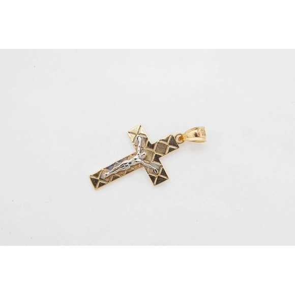 Estate 14k Yellow Gold Cross Charm Pendant Vintage Style - Picture 3 of 6